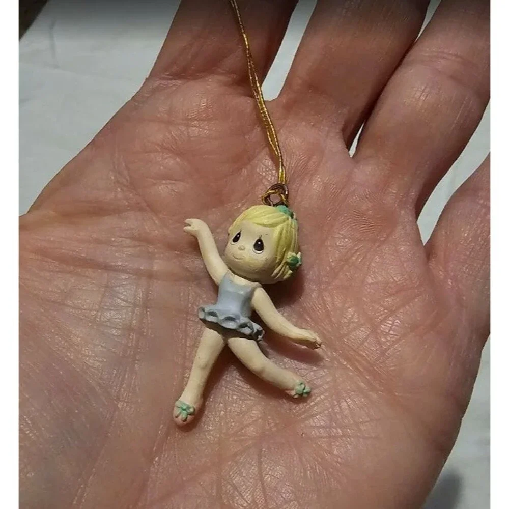 Vintage Precious Moments Mini Christmas Ornament Ballerina Dancer 1.5 inch